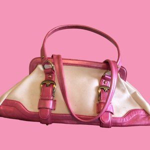 Trina Turk Handbag & Matching Mirror (Beige & Pink)